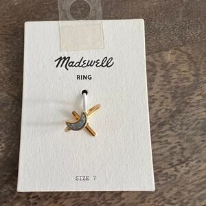 New Madewell Gold Tone Gray Moon Crescent Ring - Size 7
